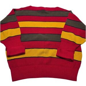 Vintage Regatta Sport Striped Knit Sweater Red Yellow Green USA Made Medium
